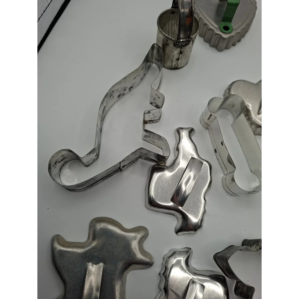 Vintage Metal Cookie Cutter 19 Pc assorted dog bone Angel Reindeer Animals heart